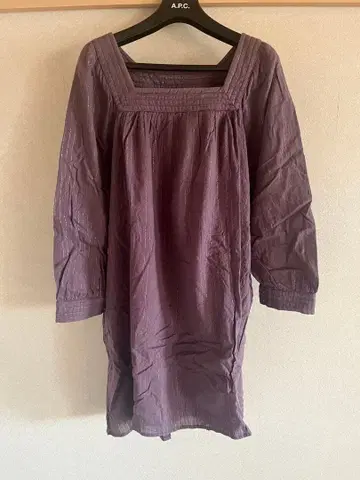 APC MADRAS 퍼플 7부 소매 원피스