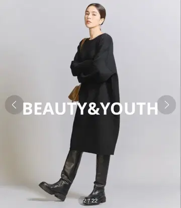 [ 새상품급 ] 뷰티&유스 크루넥 미들 니트 원피스