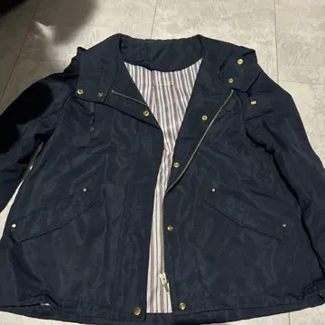 네이비 마운틴 후드티 스트라이프 안감