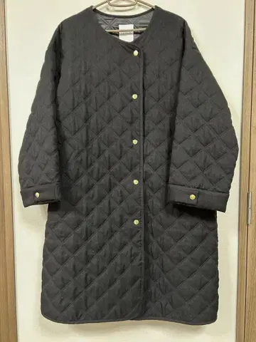 LEPSIM 오버 사이즈 퀼팅 노카라 롱 코트