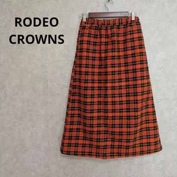 RODEO CROWNS 체크 무늬 롱 스커트 오렌지 F