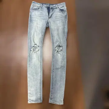 mnml 데미지 가공 라이트 블루 데님 사이즈 30