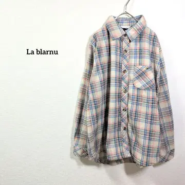 La blarnu 셔츠 플리스 베이지 체크 셔츠 보아 가을/겨울