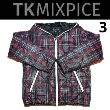 티케이믹스 스파이스 충전솜 체크 무늬 후드 부착 오픈 지퍼 자켓 3
