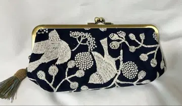 점과 선 무늬 버드 가든 심플 모자 가마구치 장지갑