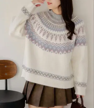 올리브 데 올리브 구심 자카드 풀오버 노르딕