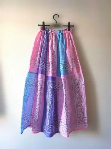반다나 패치워크 롱 스커트 파스텔