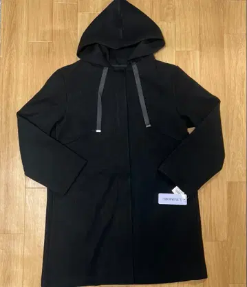 LAVIMORE 블랙 후드 부착 롱 코트