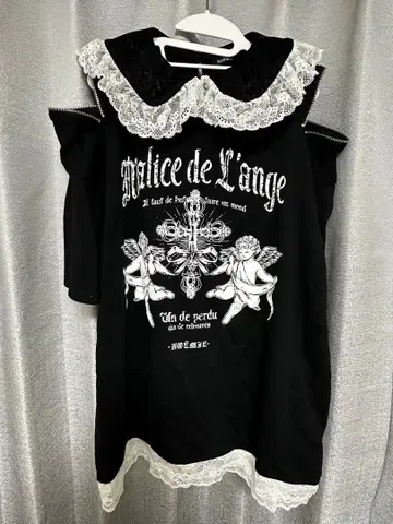 noemie T셔츠 엔젤 원피스 오버 사이즈 체크 레이스