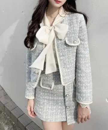 스카이블루 트위드 셋업 스커트 titty&Co.