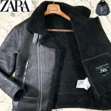 컨디션 최상 (L) 25AW 트렌드 ZARA 에코 무스탕 라이더스 블랙