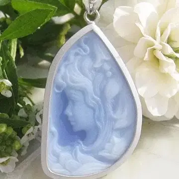 새상품 뮐러 씨 스톤 카메오 행운의 벨 플라워 머리 장식 펜던트 탑