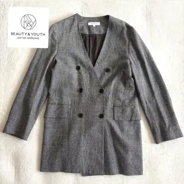 [ BEAUTY&YOUTH ] 더블 브레스트 노카라 자켓 S 사이즈