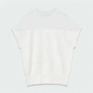 플라스테 2023 시어 니트 반팔 화이트 M