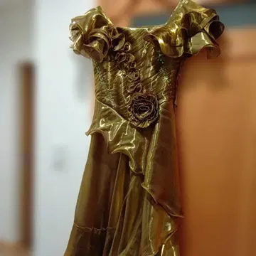 골드 프릴 달린 드레스