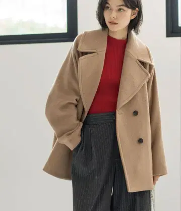 오페크도트크립 캐시미어 블렌드 울 미들 피코트