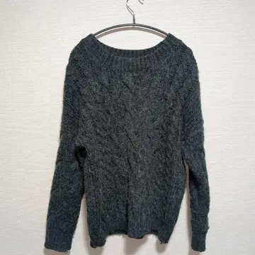 Ungrid 다크 그레이 케이블 니트 스웨터 알파카 여성용