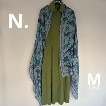 크리스마스 SALE N. 니트 롱 원피스 퍼프 슬리브 올리브 그린