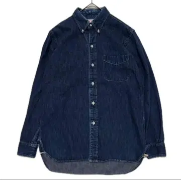 BONCOURA 다크 네이비 데님 버튼 다운 셔츠 귀 워크 인디고 S