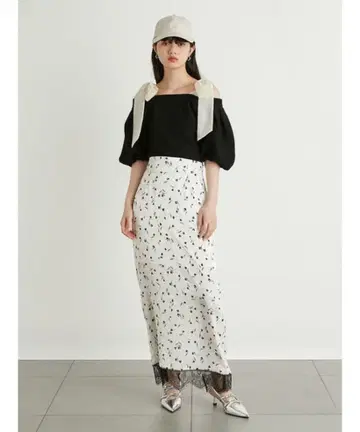 LILY BROWN 플라워 프린트 롱 스커트