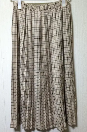 뷔르데사봉 체크 무늬 플리츠 스커트 베이지 계열