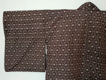 루즈한 사이즈 브라운 기하학 패턴  기모노