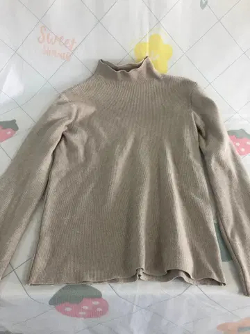 베이지 터틀넥 니트 긴팔