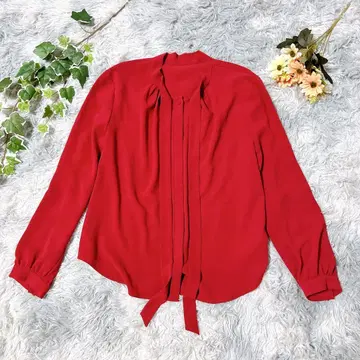 CHRISTIAN AUJARD 9T 보타이 블라우스 빨간색 일본제