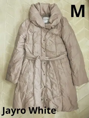 [자이로 화이트] 핑크 베이지 롱 다운 코트 자켓 벨트 포함 M