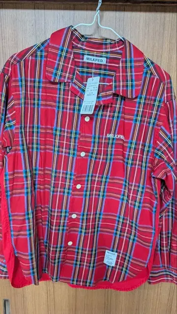 MILKFED. 체크 무늬 긴팔 셔츠 레드
