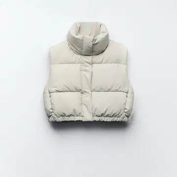 ZARA 자라 라이트 베이지 숏 기장 다운 베스트