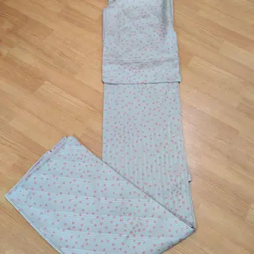 스카이블루 미니 꽃무늬 기모노 순수 실크