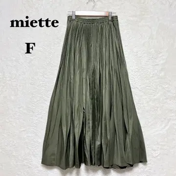 미에트 플리츠 스커트 롱 기장 F 카키 허리밴딩 깔끔한 무지