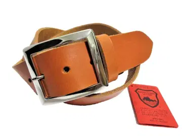 도치기 가죽 벨트 (카멜) 연마 니켈 도금 버클 40mm 폭 통가죽