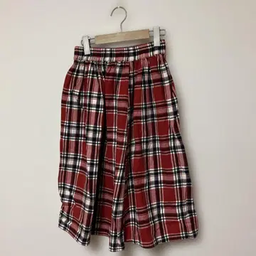 TOMMY 빨간색 체크 무늬 플레어 스커트 S 64cm