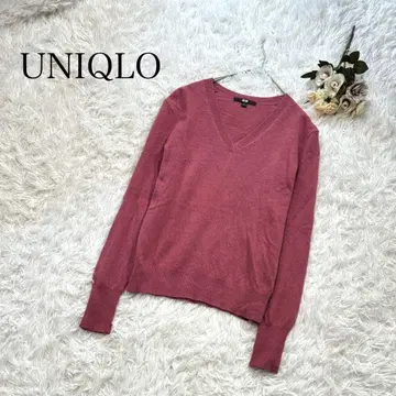 UNIQLO 유니클로 캐시미어 100% V넥 긴팔 니트 살몬 핑크