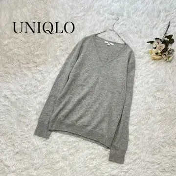 UNIQLO 유니클로 캐시미어 100% V넥 긴팔 니트 그레이