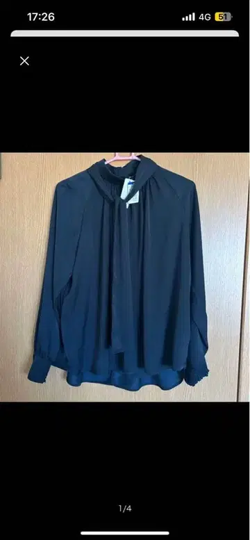 ANCHOR WOMAN 리본 포함 긴팔 블라우스 L 네이비