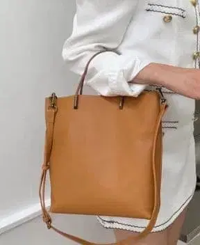 카멜 가죽 숄더백