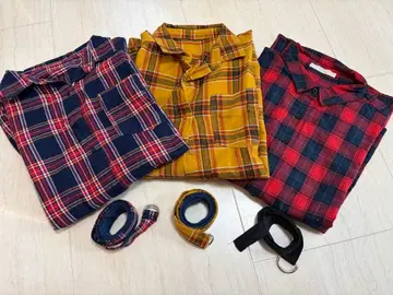 묶음 판매! 벨트 포함 허리 마크 체크 셔츠 3종 세트 새상품급
