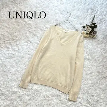 UNIQLO 유니클로 캐시미어 100% 긴팔 니트 V넥 화이트