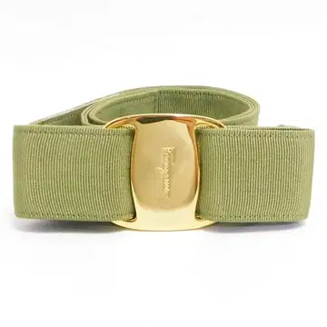새상품급 Ferragamo 페라가모 벨트 바라 모티브 이탈리아제 그린