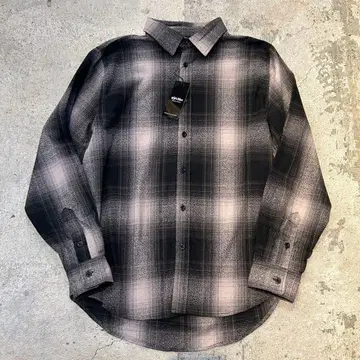새상품 SHAKA WEAR 샤카웨어 옴브레 체크 셔츠 M 블랙