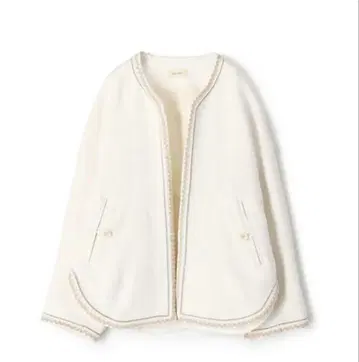 데프레 des pres 리사이클 코튼 트위드 노카라 숏코트