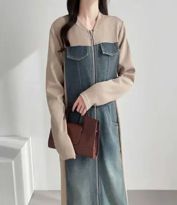 새상품 ABITOKYO 프론트 지퍼 데님 도킹 원피스 XL 사이즈