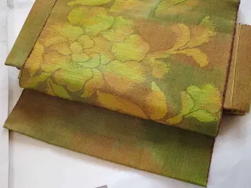 직조 나고야 오비 (큰 꽃 문양) 얇은 소재로 편안함 순수 실크 새상품급