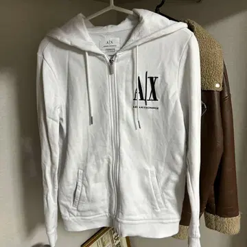 Armani Exchange 화이트 집업 후드티