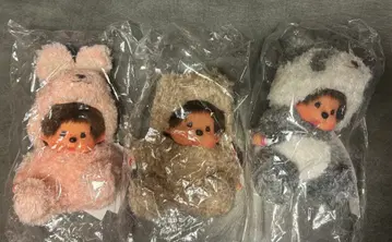 택 포함 폭신한 애니멀 몬치치 곰 토끼 팬더 3체 세트