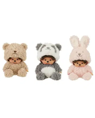 택 포함 폭신한 애니멀 몬치치 곰 토끼 팬더 3체 세트
