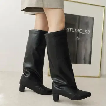 세스토 와이드 샤프트 미들 힐 롱 부츠 블랙 S